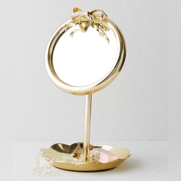 Urban Outfitters Gold Bow Tabletop Vanity Mirror NEW NWT - Picture 2 of 5